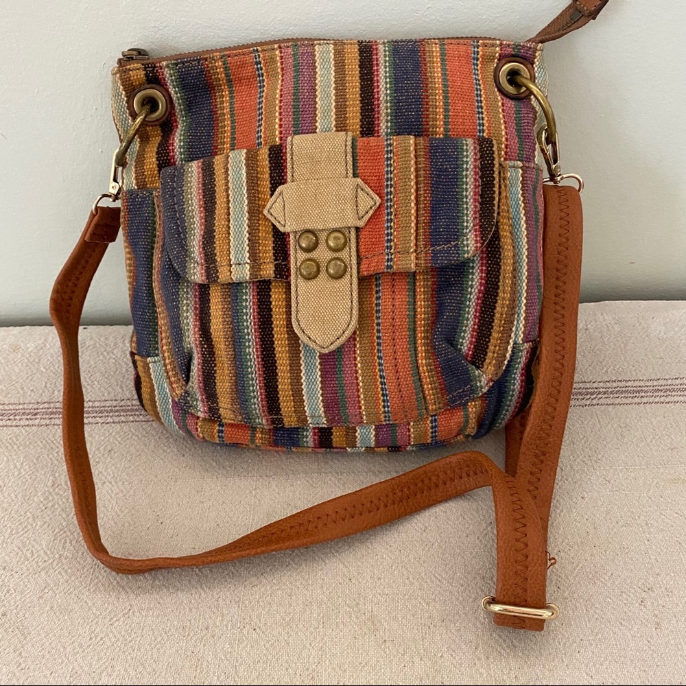 Fossil Long Live Vintage Crossbody Boho Striped